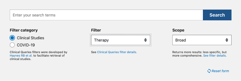 استفاده از Clinical Queries  در پابمد