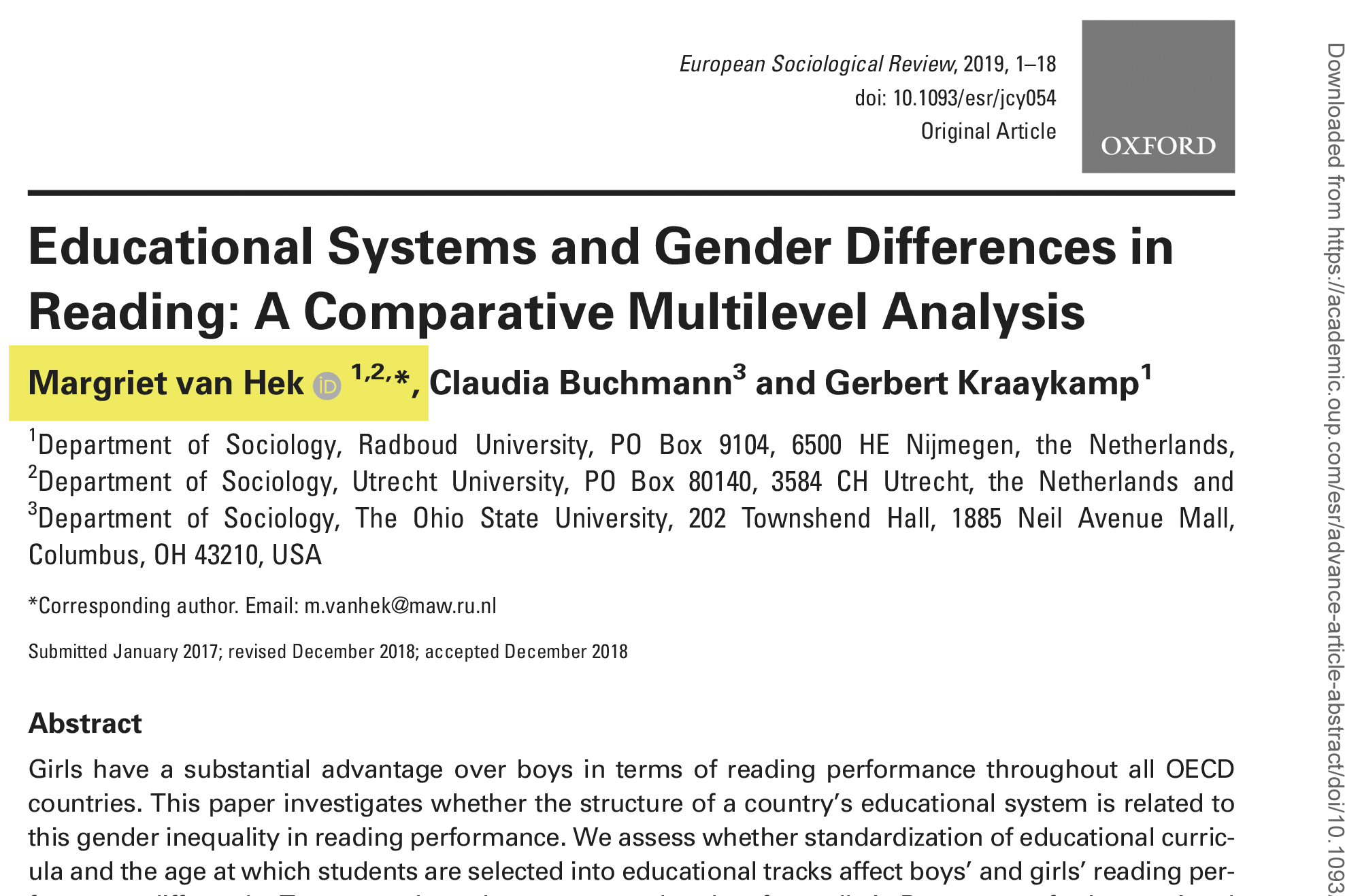 جایگاه نویسنده مسئول