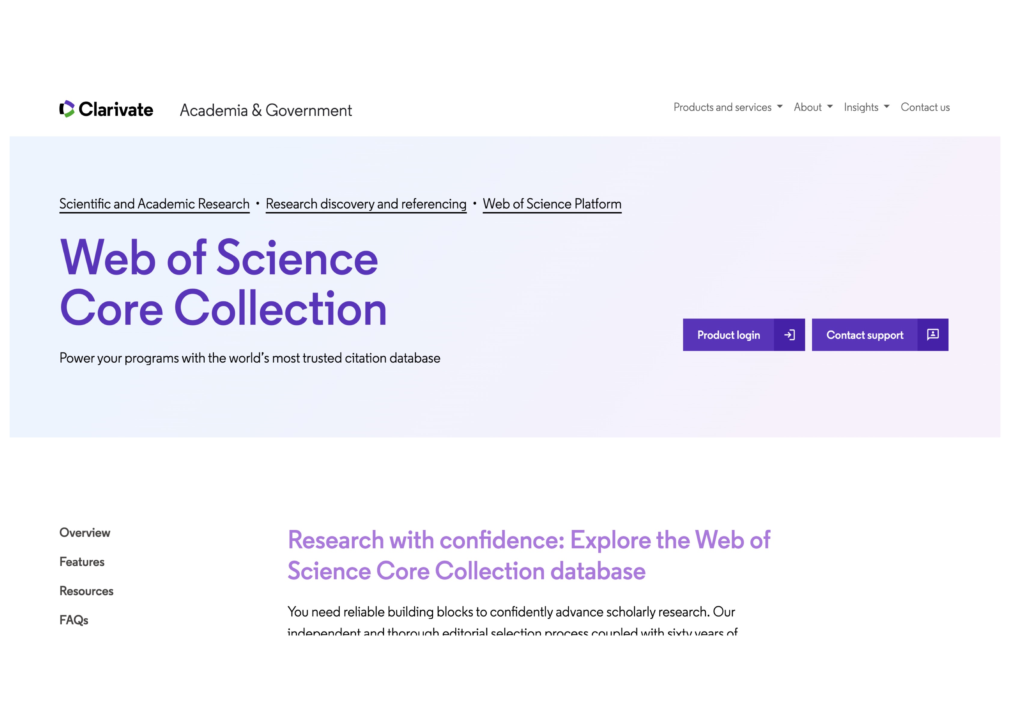 پایگاه core collection