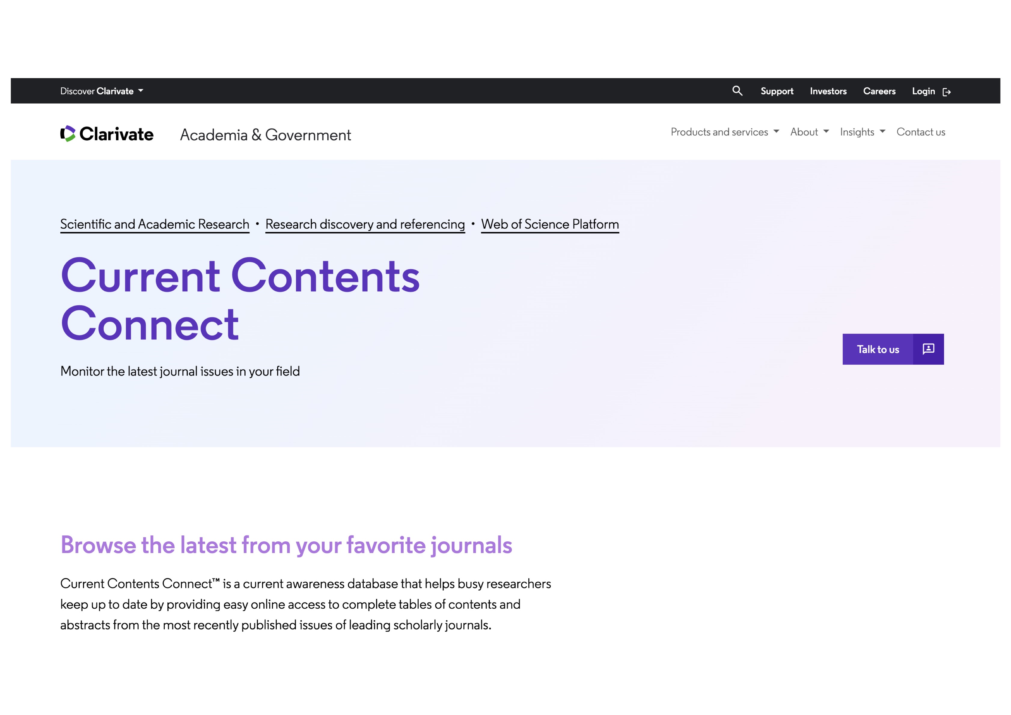 پایگاه current contents connect