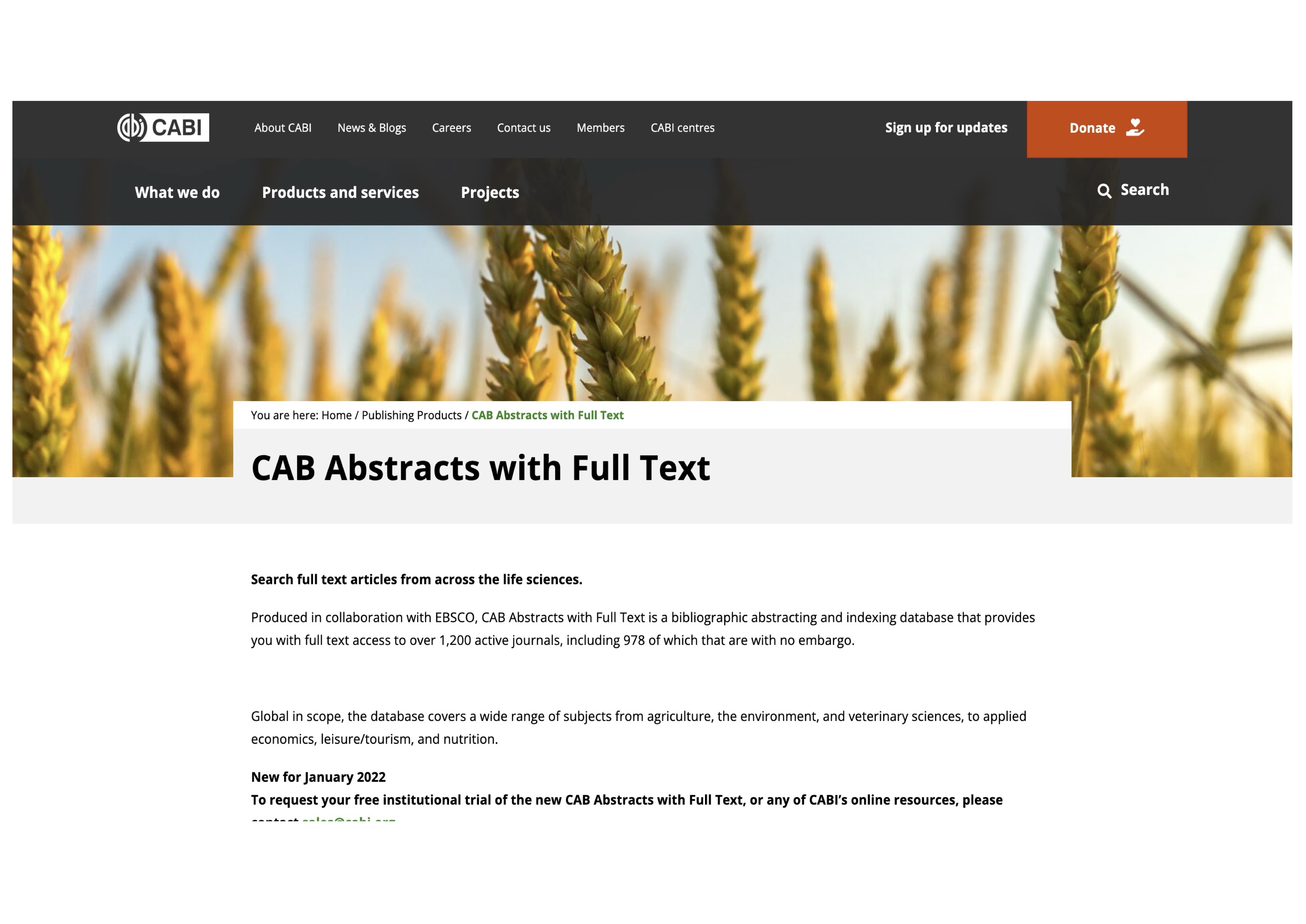 پایگاه اطلاعاتی CAB
